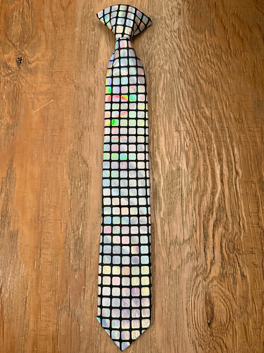 Iridescent Grid Pattern Teens Tie